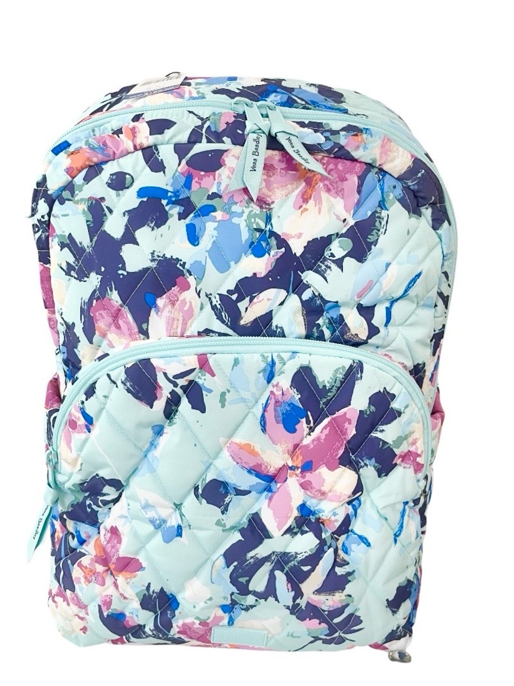 NWT Vera Bradley Extra Large Laptop School Travel Essential Backpack Aqua Floral